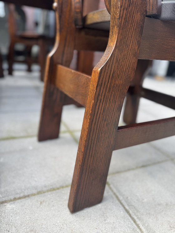 Image 1 of Brutalist eetstoelen (6st) en eettafel