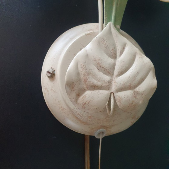 Image 1 of Vintage Italian wall lamp - Floral - Voghera - glass shade