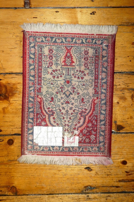 Image 1 of vintage wool prayer rug * red small oriental rug * hand knotted mat * persian rug * entryway door mat 