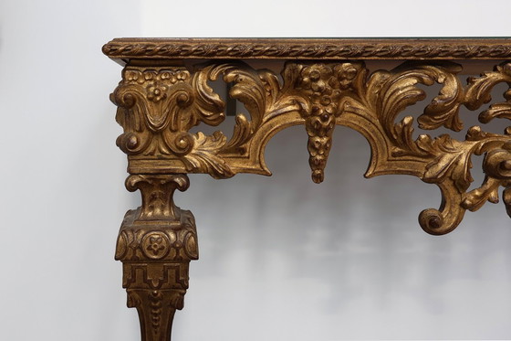 Image 1 of 20th Century Italian Baroque style gilded and carved wall console