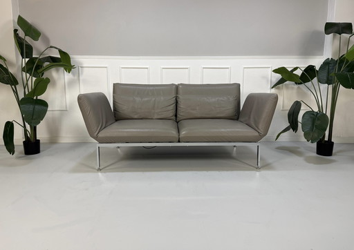 Brühl Roro Designer Leather Grey Sofa Sofa Bed Couch Daybed
