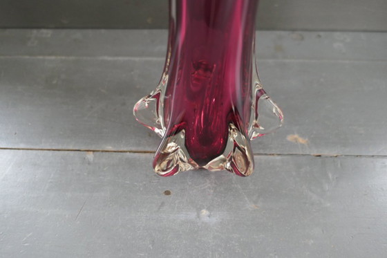 Image 1 of Vase vintage Chambord Fratelli Toso Murano rouge vin