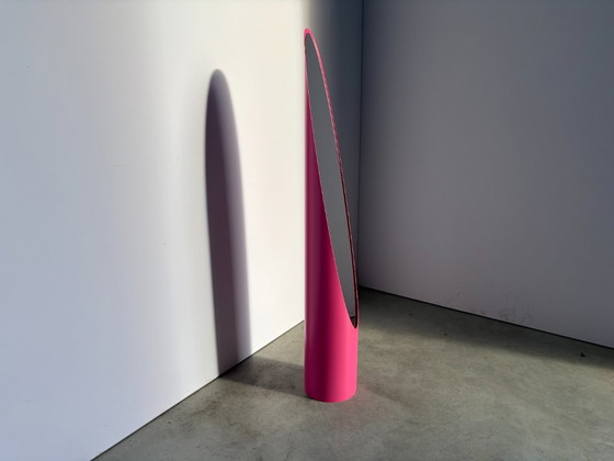 Unghia mirror by Rodolfo Bonetto, Italy 1970s, Glass, Plastic, Pink, Vintage (photo 5 of 10)