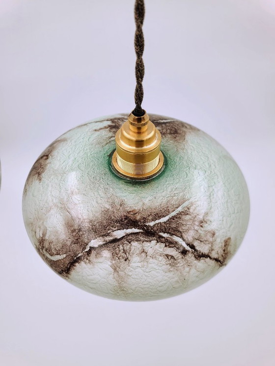 Image 1 of Lampada a sospensione vintage Art Déco in vetro marmorizzato - Germania