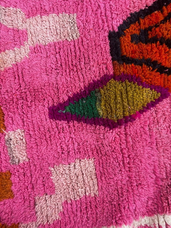 Image 1 of Tapis marocain rose fait main 200x310 cm, tapis doux et moelleux, décoration bohème