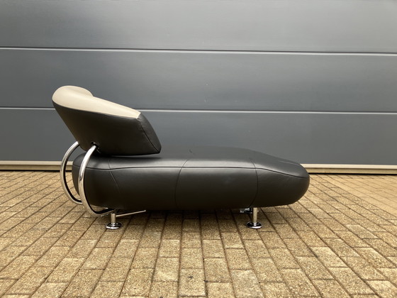 Image 1 of Leolux Kikko Chaise longue relax Senso pelle nera ZGAN!!!