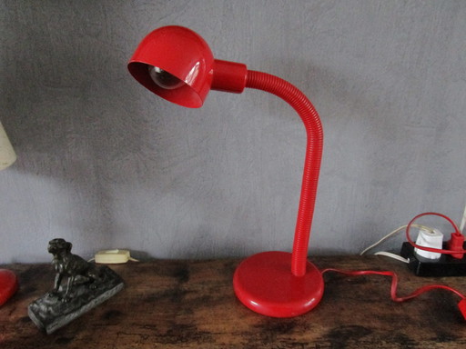 Red Vintage Table Lamp From Veneta Lumi, Italian 1970S