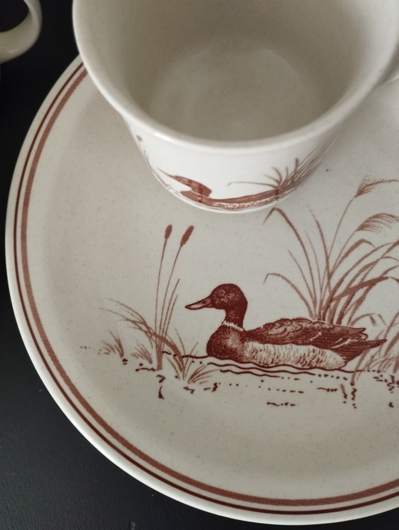 Image 1 of x5 Piccoli piatti e tazze vintage in gres CHURCHILL Ducks.