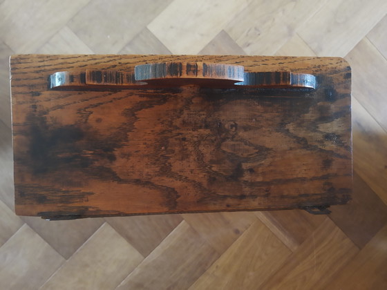 Antique French Art Deco brocante oak medicine cabinet with mirror – apothecary cabinet – wall cabinet (photo 12 of 15)