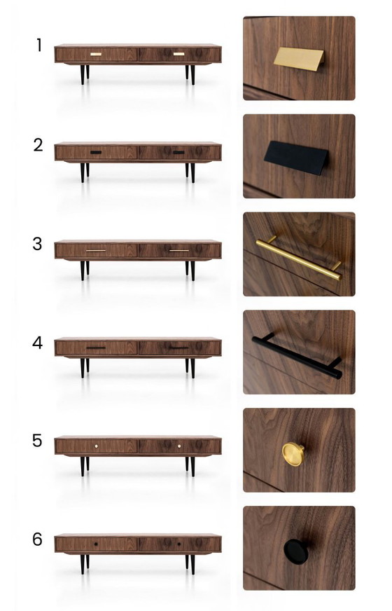 Image 1 of Walnut lowboard 2 drawers - L02