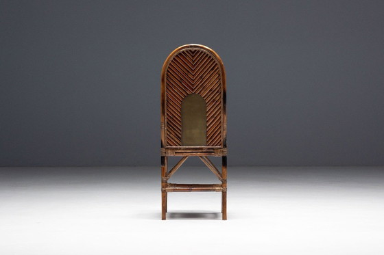 Image 1 of Stoel met hoge rugleuning van bamboe en messing van Gabriella Crespi, Italië, 1970