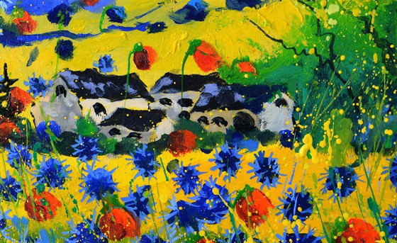 Image 1 of Red poppies , blue cornflowers 