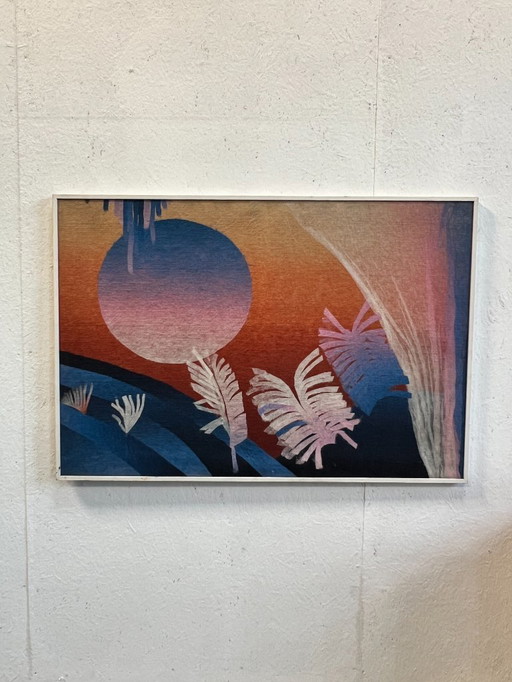 Artwork, Painting, Setting Sun, Painted On Jute, 1980's