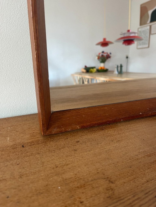 Vintage Danish teak mirror with mitered edges