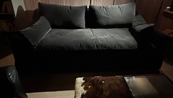 Image 1 of Grijs fluwelen 3-zitter