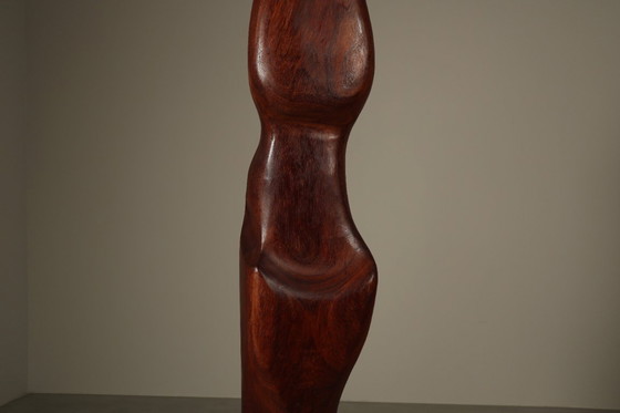 Image 1 of  Monumental Afzelia wood sculpture by Begga d'Haese, Belgium, c. 1985