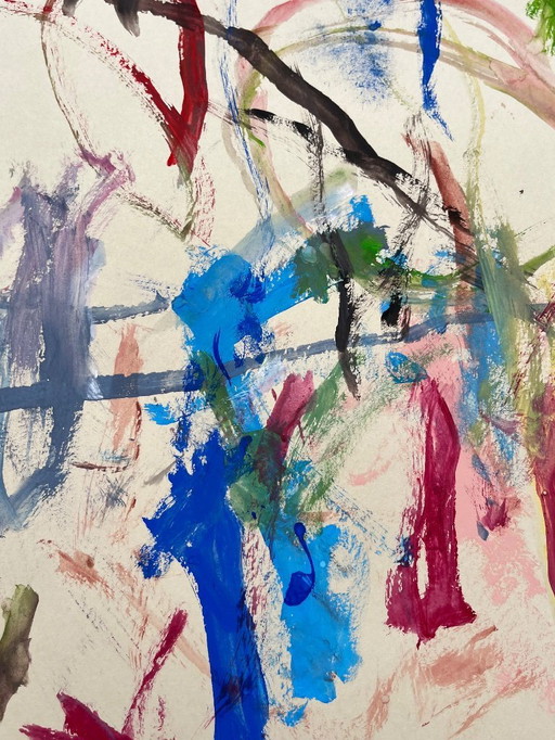 Gouache abstraite sur papier naturel 40x30cm