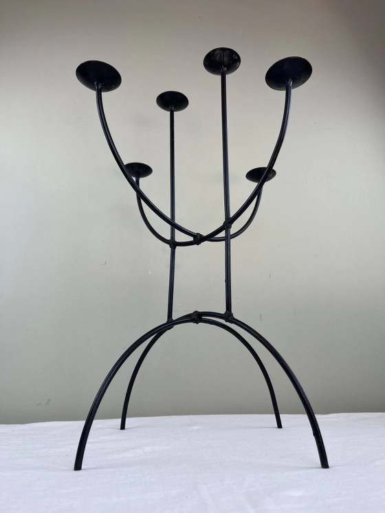 Sculpturale kroonluchter van smeedijzer – Kandelaars en kaarsen, Iron, Bauhaus (photo 9 of 15)