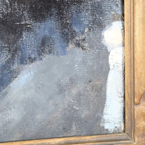 Image 1 of Ritratto di giovane donna con cappello, olio su tela, Italia, fine XIX secolo.