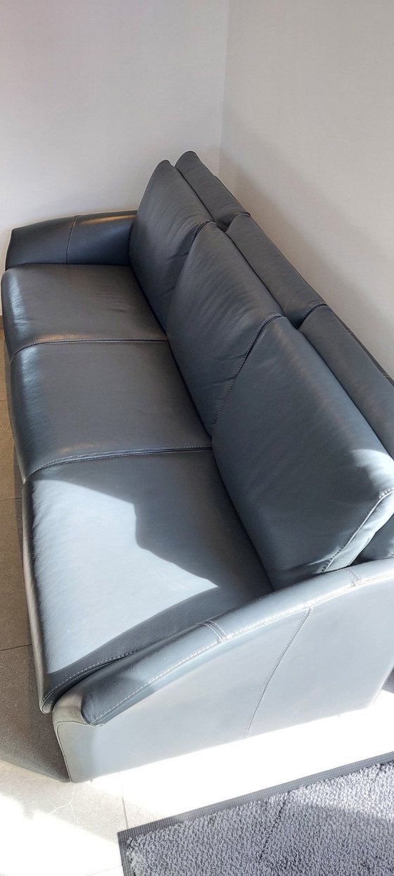 Image 1 of Elegante set da soggiorno in pelle a 3 posti + 2 posti – antracite