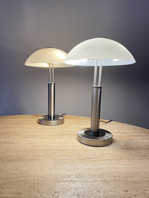 Set di 2 Lampade da tavolo Postmoderne Wofi Leuchten "Mushroom" – Design Bauhaus senza tempo con funzione touch!