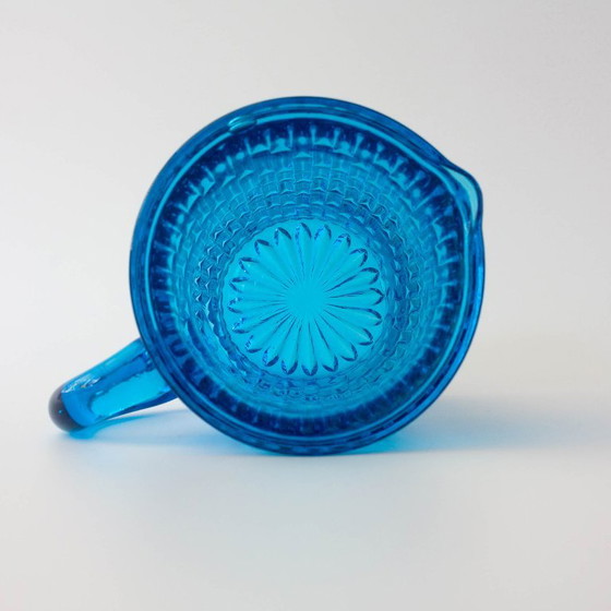 Vintage 1970s IVIMA Blue Glass Jug and Six-Glass Set, Glass & Decanter (photo 11 of 15)