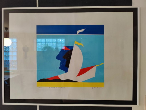 Zeefdruk van Jan Snoeck - De wind in de zeilen - 19/125 - 1997