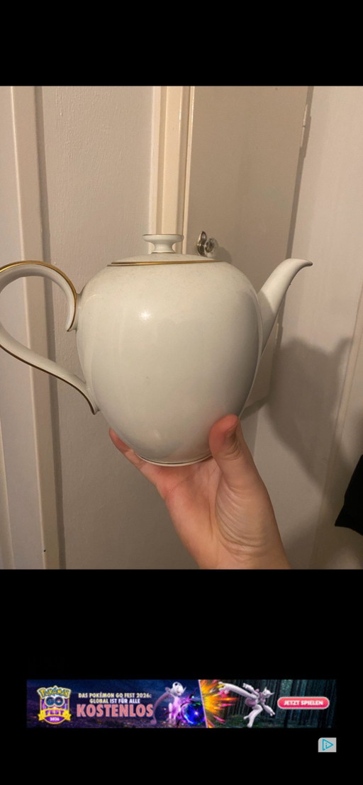H&C Heinrich Selb Bavaria ANMUT “Anitra” Coffee Pot / Teapot Gold Rim Vintage