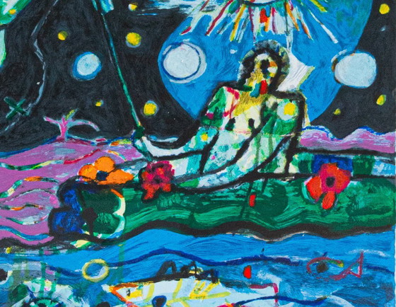 Image 1 of Guazzo / composizione figurativa colorata - Artista: Hans Truijen - Titolo: Viaggio notturno