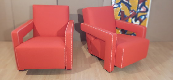 Image 1 of Cassina 2 Poltrona 637 Utrecht Nuova Mai Usata Lampo Rosso Lana 13L