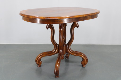 1930s Bentwood Table with Walnut Top Finish, Czechoslovakia