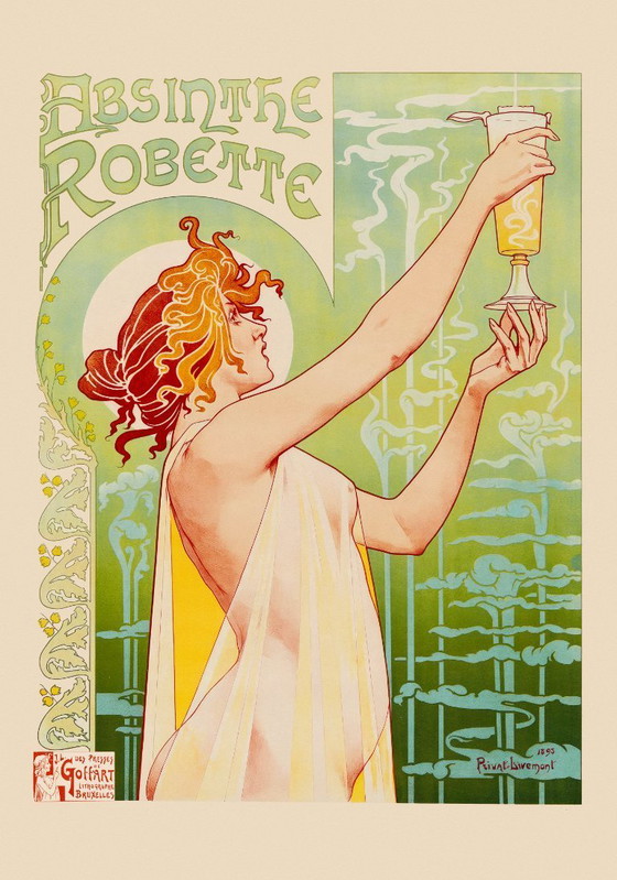 Image 1 of Affiche Art déco pour l'absinthe Robette par Privat Livemont - 70x100cm