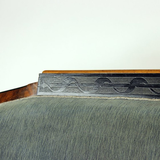 Image 1 of Divano Biedermeier unico in tessuto originale e impiallacciato in noce, Vienna, Austria 1825 circa