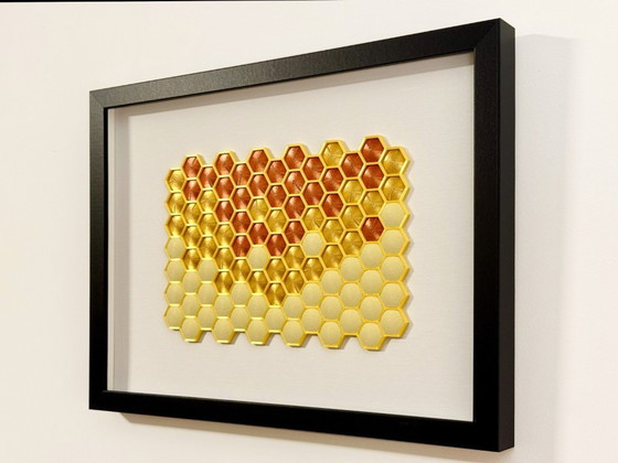 Image 1 of 3D Printed Honeycomb Wall Art, Modern Geometric Framed Decor
