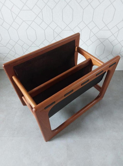 Portariviste in stile vintage danese con cestino portariviste