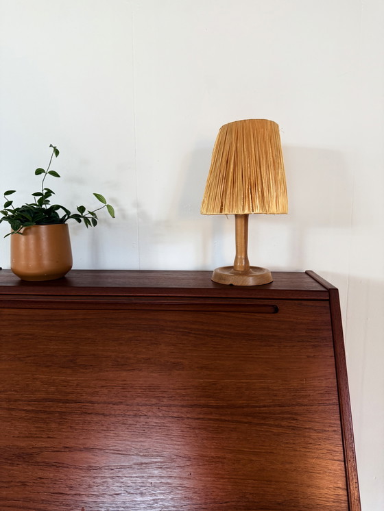 Image 1 of Lampe de table vintage en raphia des années 60