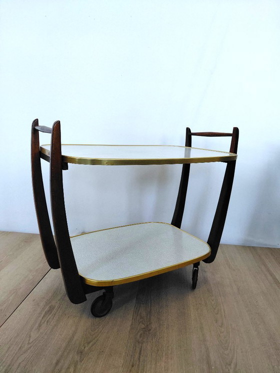 Image 1 of Art deco serving trolley with two trays
