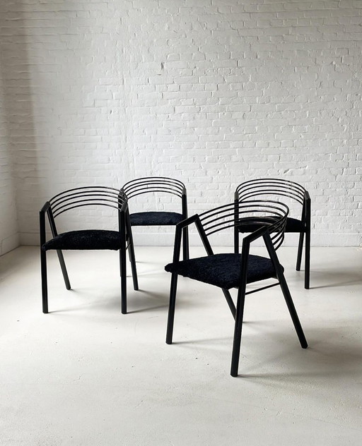 Vintage 80er Stühle schwarz neu gepolstert