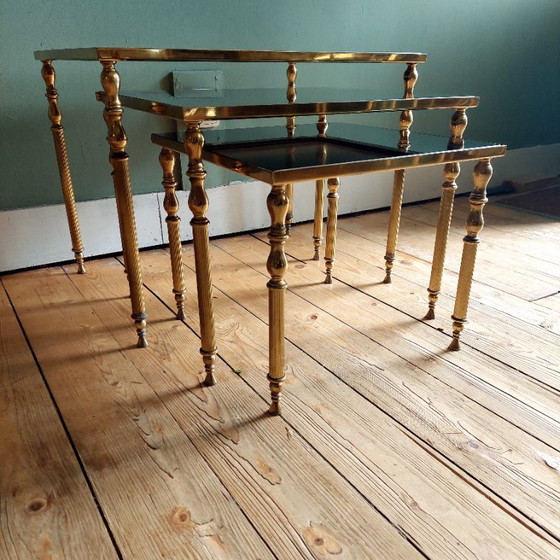 Mimiset di tavolini a incastro stile Vintage MCM Maison Jansen – Vetro (photo 8 of 8)