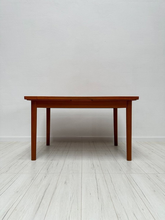 Image 1 of 1960s Danish Teak Extendable Dining Table by Vamo Sønderborg – Large Mid-Century Table with Pull-Out Leaves