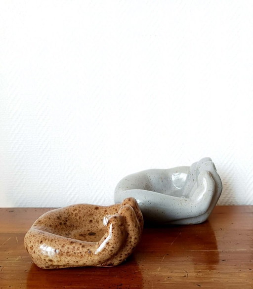 2x ceramic hand trinket trays, 1980s