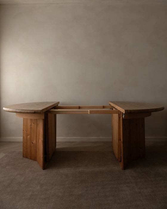 Image 1 of Vintage Danish Pine Round Extendable Dining Table Modul Møbler, Vinderup A/S 1980s