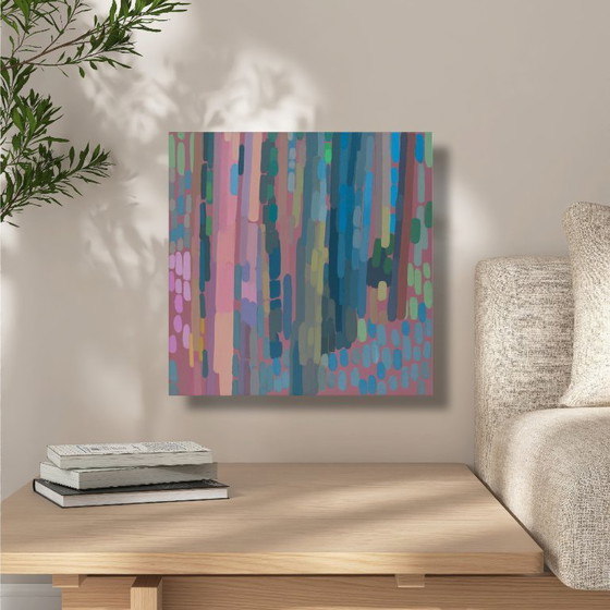 Image 1 of Painting "Forest Light 2", hand-painted unique piece, nature, landscape painting, acrylic painting 40x40cm