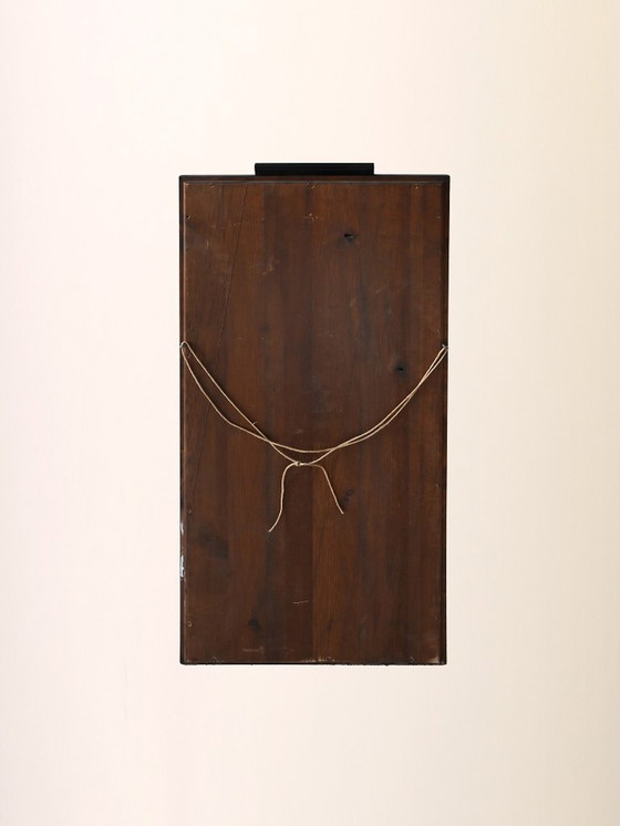 Image 1 of Scandinavian Art Deco Mirror in Flamed Birch Root with Black Detail