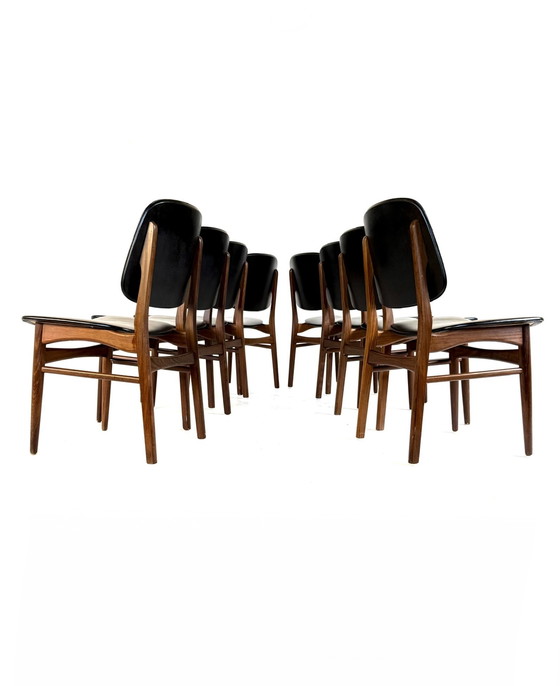 Image 1 of 8 sedie da pranzo vintage danesi, Arne Hovmand Olsen degli anni '60