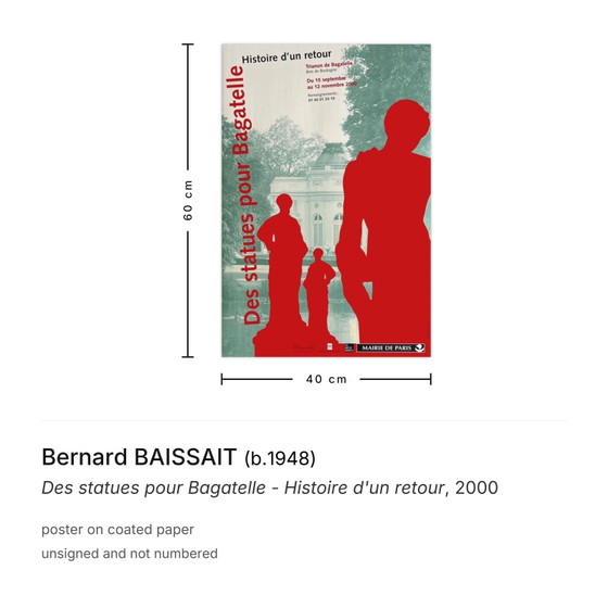 Image 1 of Bernard BAISSAIT Statuen für Bagatelle - Story of a Comeback Poster 2000