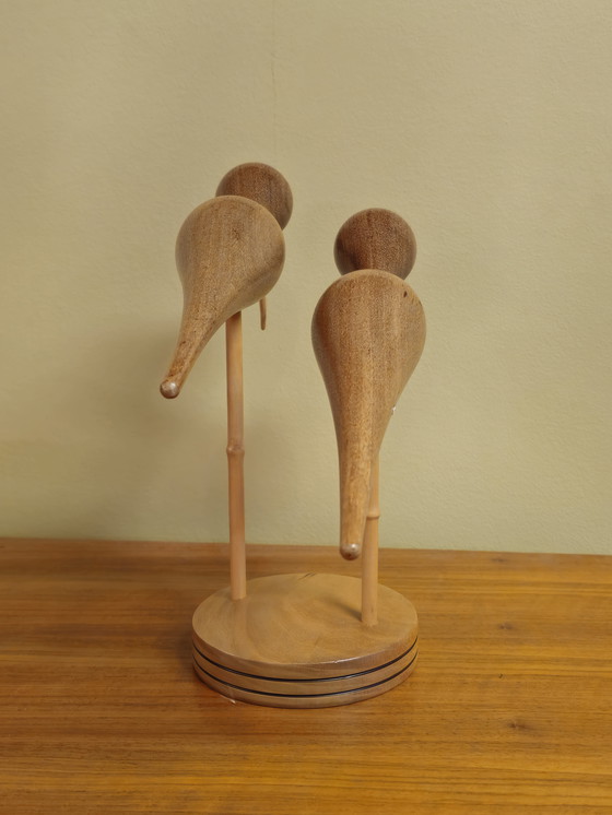 Image 1 of Decorazione in legno d'epoca Pittime reali Pittime reali Uccelli