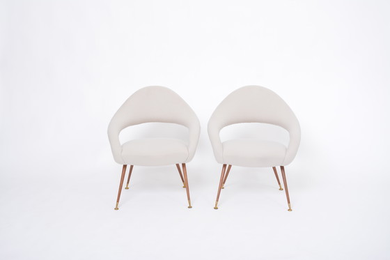 Image 1 of Pair of Rare Italian Mid-Century Lounge Chairs in the style of Model DU 55 P by Gastone Rinaldi