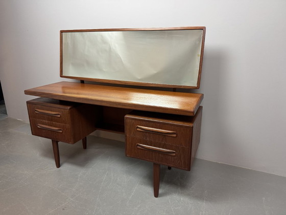 Image 1 of Mid-Century Teak G Plan Fresco Dressing Table with Cabinet and Wide 'Floating' Mirror, England, 1960s.