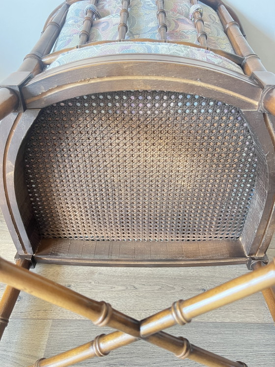 Image 1 of Vintage Hollywood regency stijl faux bamboo fauteuil